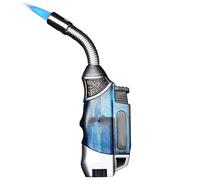 Butane Lighter with 360° Flexible Neck and Visible Window, Refillable Metal Torch Lighter for Camping and Candle Use (Gas Not Included)