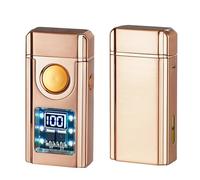 Butane Lighter with 4 Ignition Modes, Windproof, Digital Battery Display, Transparent Gas Window, Refillable for Outdoor Use, Perfect for Candles and Gifts