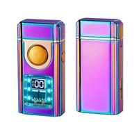 Butane Lighter with 4 Ignition Modes, Windproof, Digital Battery Display, Transparent Gas Window, Refillable for Outdoor Use, Perfect for Candles and Gifts