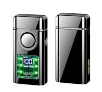 Butane Lighter with 4 Ignition Modes, Windproof, Digital Battery Display, Transparent Gas Window, Refillable for Outdoor Use, Perfect for Candles and Gifts