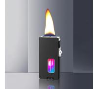 Butane Lighter with Extra-Wide Soft Flame, Seven-Hole Design, Shake to Light, Clear Fuel Window, Refillable, for All