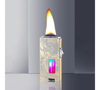 Butane Lighter with Extra-Wide Soft Flame, Seven-Hole Design, Shake to Light, Clear Fuel Window, Refillable, for All