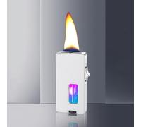Butane Lighter with Extra-Wide Soft Flame, Seven-Hole Design, Shake to Light, Clear Fuel Window, Refillable, for All