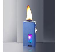Butane Lighter with Extra-Wide Soft Flame, Seven-Hole Design, Shake to Light, Clear Fuel Window, Refillable, for All