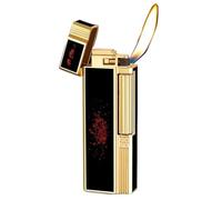 Butane Lighter with Slanted Flame Design, Hand-Carved Metal, Old-Fashioned Grinding Wheel Ignition, Portable for Camping and Bonfire