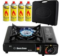 Butane Stove Portable Cooker in Carry Case 2 4 8 12 Gas Bottles Camping BBQ Kit Camping Stove with Automatic Ignition & Heat Control (Stove + 2 Butane Cans)