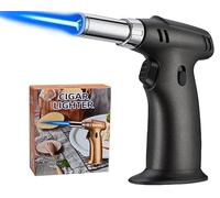 Butane Torch, ibforcty Refillable Culinary Cooking Torch Kitchen Blow Torch Lighter with Safety Lock Adjustable and Lock Flame(Black)(Butane Gas not Included)