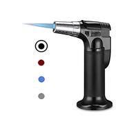 Butane Torch, ibforcty Refillable Culinary Cooking Torch Kitchen Blow Torch Lighter with Safety Lock Adjustable and Lock Flame (Butane Gas not Included) (Black)