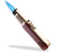 Butane Torch Lighter One-Hand Operation Lighter with Adjustable Jet Flame Kitchen Cooking Torch (Butane Gas Not Included) (Wood)