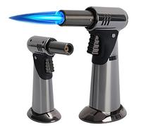 Butane Torch, Premium Double Flame Big Kitchen Torch Lighters with Safety Lock Adjustable Refillable Multipurpose Culinary Blow Torch for Creme Brulee, Baking, BBQ (Butane Gas Not Included) (Gold)