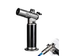 Butane Torch Refillable Kitchen Torch Lighter with Safety Lock Windproof Jet Torch Turbine Lighter Adjustable Flame Metal Gifts Lighter,Black