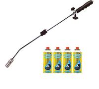 Butane Weed Burner Gas Canister Blowtorch Garden Torch Weeds Killer Burner with Adjustable Flame Outdoor Moss Fungus Weed Wand + 4 Canisters