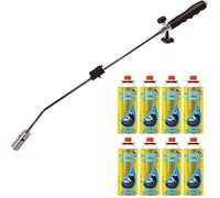Butane Weed Burner Gas Canister Blowtorch Garden Torch Weeds Killer Burner with Adjustable Flame Outdoor Moss Fungus Weed Wand + 8 Canisters