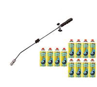 Butane Weed Burner Gas Canister Blowtorch Garden Torch Weeds Killer Burner with Adjustable Flame Outdoor Moss Fungus Weed Wand + 12 Canisters