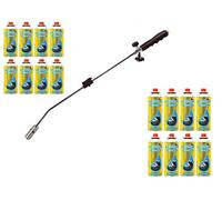 Butane Weed Burner Gas Canister Blowtorch Garden Torch Weeds Killer Burner with Adjustable Flame Outdoor Moss Fungus Weed Wand + 16 Canisters