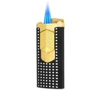 Butane Windproof Lighter, Multifunctional Metal Shell with Three-Fire Direct Injection, Reusable Design, Transparent Air Window, Ideal Men's Gift (Butane Not Included)