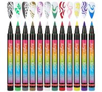 BUTBU 12 Color 3D Nail Art Pens Set, Nail Art Graffiti Pens, Quick Drying Acrylic Paint Pen, Easy Application nail-art Painting Pen, Nails Tools for Women Girls Home & Salon Nails DIY (Set A)