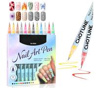 BUTBU 12 Colors Nail Art Pens Set, Quick Dry Nail Art Markers for Gel Nails, DIY Graffiti Dotting Point Liner Pens, 3D N/ail Polish Pen, Nails Arts Drawing Tool for Painting at Home (Style B)