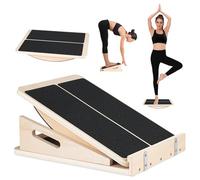 BUTBU 2-in-1 Slant Board, Professional Wooden Balance Board & Incline Board, Wooden Adjustable Ankle Slant Board, Wooden Calf Stretch Board for Foot, Knees, Ankle, Calf Stretching & Balance Training