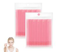 BUTBU 200PCS Micro Applicator, Disposable Micro Brushes, Soft Micropore Brush, Precision Eye Makeup Mascara Brush for Eyelash Extensions, Eyeliner Cleaning, Nail Art (Pink)