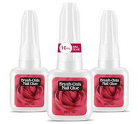 BUTBU 3PCS Strong Nail Glue, 10ml Extra Strong Nail Glue with Brush, Acrylic Adhesive for nail Tips and Repair, Long Lasting Professional False Nails Adhesive glue for Salon and Home Use