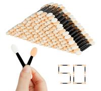 BUTBU 50PCS Eyeshadow Applicators, Disposable Sponge Eyeshadow, eyeshadows Applicators Double Ended, Dual Sided Oval Sponge eye shadow Brushes for Eyeliner, Eye Makeup, Arts Crafts