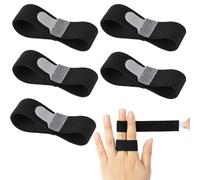 BUTBU 5Pcs Hammer Toe Straightener, Finger Buddy Wraps Tapes, Reusable and Washable Toe Cushioned Bandages, Elasticity Finger Brace Splints for Crooked Toes, Broken toes, Overlapping-Toes (Black)