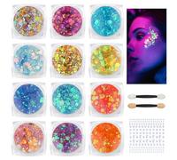 BUTBU Body Glitter Gel, 12 Colours Face Glitter, Mermaid Sequins Festival Glitter, Chunky Glitters Sparkling Gel for Face, Eye, Body, Hair, Party Makeup Decoration (Style G)