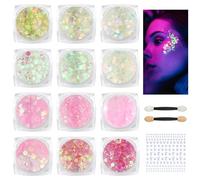 BUTBU Body Glitter Gel, 12 Colours Face Glitter, Mermaid Sequins Festival Glitter, Chunky Glitters Sparkling Gel for Face, Eye, Body, Hair, Party Makeup Decoration (Style H)