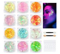 BUTBU Body Glitter Gel, 12 Colours Face Glitter, Mermaid Sequins Festival Glitter, Chunky Glitters Sparkling Gel for Face, Eye, Body, Hair, Party Makeup Decoration (Style F)