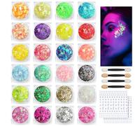 BUTBU Body Glitter Gel, 24 Colours Face Glitter, Mermaid Sequins Festival Glitter, Chunky Glitters Sparkling Gel for Face, Eye, Body, Hair, Party Makeup Decoration (Style A)