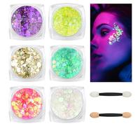 BUTBU Body Glitter Gel, 6 Colours Face Glitter, Mermaid Sequins Festival Glitter, Chunky Glitters Sparkling Gel for Face, Eye, Body, Hair, Party Makeup Decoration (Style A)