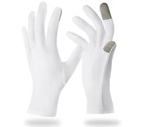 BUTBU Cotton Gloves for Eczema, 5 Pairs Touch Screen Moisturizing Gloves, Moisturising for Dry Hands, Hand Care, Overnight Bedtime Eczema Gloves for Adults, Women, Men (White)