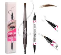 BUTBU Curved Eyebrow Pencil, 2 in 1 Microblading Eyebrow Pen, Double Ended eyebrow Pen, Waterproof Eye Brow pen with 2 Tips, Precise Brush-Tip for Natural Hair-Like Brows (Dark Brown)