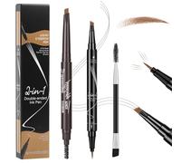 BUTBU Curved Eyebrow Pencil, 2 in 1 Microblading Eyebrow Pen, Double Ended eyebrow Pen, Waterproof Eye Brow pen with 4 Tips, Precise Brush-Tip for Natural Hair-Like Brows (Light Brown)