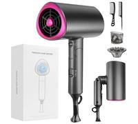 BUTBU Hair Dryer,Professional Hairdryer with Diffuser Concentrator and Styling Combs ，Foldable Ionic Hairdryer with 2 Speed 3 Heat Setting, Fast Dry Travel Hairdryers for Women and Man (Gray)