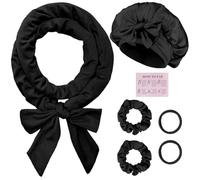 BUTBU Heatless Curlers Headband, 6PCS No Heat Hair-Curlers and Rollers, Soft Sleep Overnight Hair-Curls Set with Silk Bonnet, heatless Curling Gift Kit for Women Long and Short Wave hair (Black)