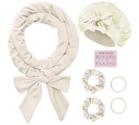 BUTBU Heatless Curlers Headband, 6PCS No Heat Hair-Curlers and Rollers, Soft Sleep Overnight Hair-Curls Set with Silk Bonnet, heatless Curling Gift Kit for Women Long and Short Wave hair (Beige)