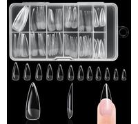 BUTBU Long Almond Nail Tips, 120PCS Soft Gel Full Cover Nail-Tip, Press on Fase Artificial Nails Tips, Clear Acrylic Nails Tips, 12 Sizes NAIL Extensions Kit for DIY Manicure Nail Art Salon