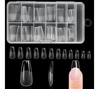 BUTBU Long Coffin Nail Tips, 120PCS Soft Gel Full Cover Nail-Tips, Press on Fase Artificial Nails tips, Clear Acrylic nails tip, 12 Sizes NAIL Extensions Kit for DIY Manicure Nail Art Salon