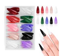 BUTBU Nail Tips, 120PCS Long Almond False Nails, Press on Fase Artificial Nails tips, Full Cover Stick on nails tip, NAIL Extensions Kit for Women and Girls DIY Manicure Nail Art Salon (10 Colour)