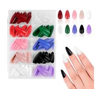 BUTBU Nail Tips, 120PCS Medium Almond False Nails, Press on Fase Artificial Nails tips, Full Cover Stick on nails tip, NAIL Extensions Kit for Women and Girls DIY Manicure Nail Art Salon (10 Colour)