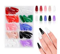 BUTBU Nail Tips, 120PCS Medium Coffin False Nails, Press on Fase Artificial Nails tips, Full Cover Stick on nails tip, NAIL Extensions Kit for Women and Girls DIY Manicure Nail Art Salon (10 Colour)