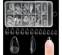 BUTBU Nail Tips, 120PCS Soft Gel Full Cover Nail-Tip, Press on Fase Artificial Nails tips, Clear Acrylic nails tip, 12 Sizes NAIL Extensions Kit for DIY Manicure Nail Art Salon (Short Almond 02)