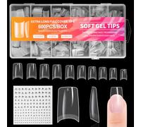 BUTBU Nail Tips, 600PCS Soft Gel Half Cover Nail-Tip, Acrylic Nails Tips