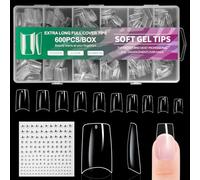 BUTBU Nail Tips, 600PCS Soft Gel Half Cover Nail-Tip, Press on Fase Artificial Nails Tips, Clear Acrylic Nails Tips, 12 Sizes NAIL Extensions Kit for DIY Manicure Nail Art Salon (Medium French)
