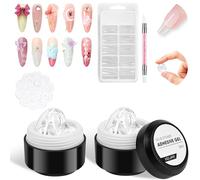 BUTBU Solid Builder Gel for Nails, Clear Non-Stick Hand Extension Hard Gel Set, 3D Nail Art Sculpture Nail-Glue with 100Pcs Nail Mold Tips, Carving Patterns Decoration, Need Lamp Cure (10g)
