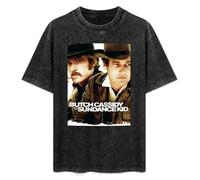 Butch Cassidy & The Sundance Kid Newman Redfordt T-Shirt Graphic Tee Printed Top Mens Black Shirt M