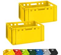 Butcher Box E3 60 x 40 x 30 cm Euro Box Yellow Stacking Box Set of 2 | BURI Butcher box made in Germany, food-safe and stackable as a robust transport container for warehouses and catering