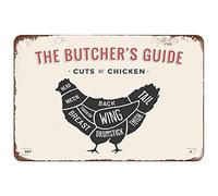 Butcher Cut The Chicken Guide Part Retro Fashion Chic Metal Tin Sign Garage Vintage Garden House Wall Decor 12X8 Inch